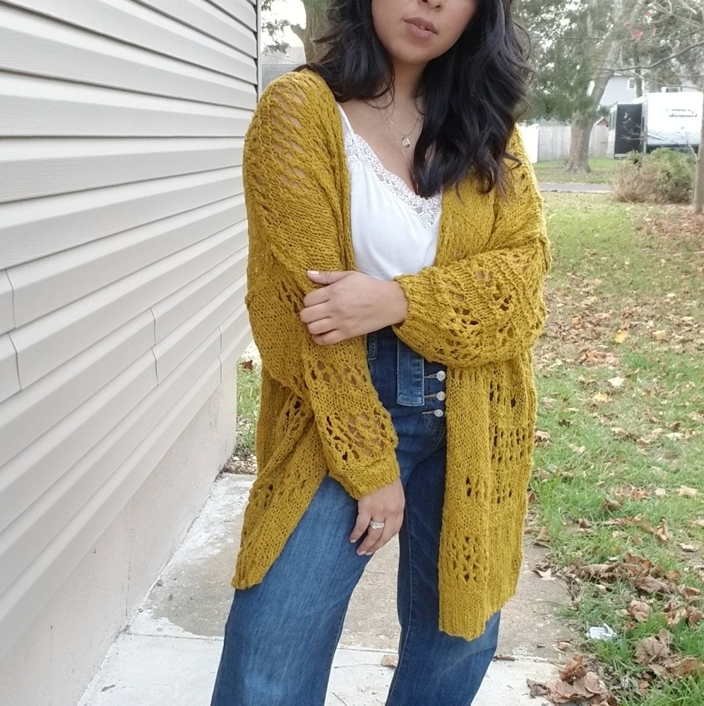 𝙉𝙀𝙒| FAITHFULNESS MUSTARD YELLOW KNIT CARDIGAN - Picture 2 of 11